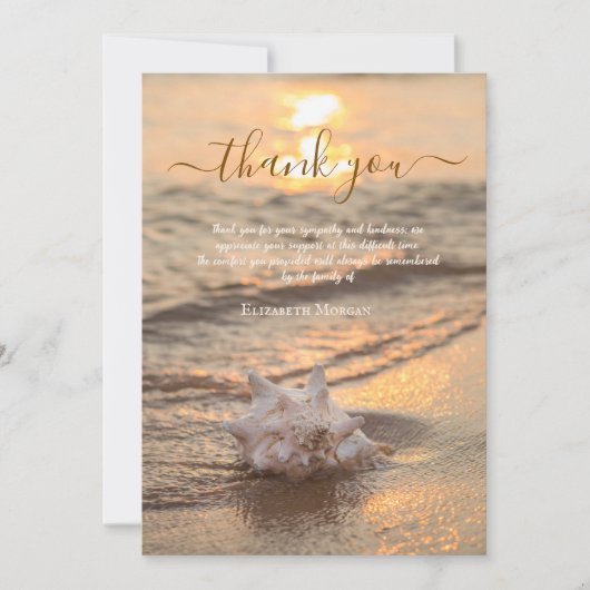Sunset Ocean Seashell Fotoviering van het leven Bedankkaart (Voorkant)