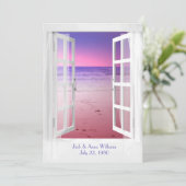 Sunset Ocean uitzicht Vow Renewal Ceremony Kaart (Staand voorkant)