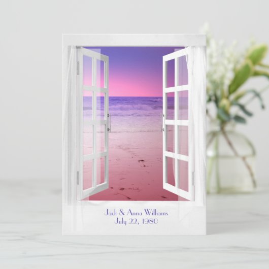 Sunset Ocean uitzicht Vow Renewal Ceremony Kaart (Staand voorkant)