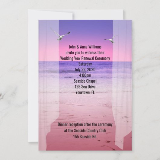 Sunset Ocean uitzicht Vow Renewal Ceremony Kaart (Achterkant)