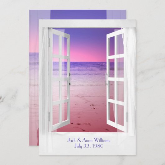 Sunset Ocean uitzicht Vow Renewal Ceremony Kaart (Voorkant / Achterkant)