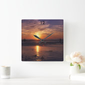 Sunset ocean vierkante klok (Huis)