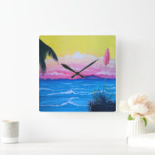 Sunset Ocean Vierkante Klok (Huis)