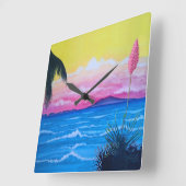 Sunset Ocean Vierkante Klok (Hoek)