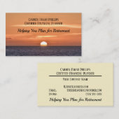 Sunset Ocean Water Sun Oranje Pensioen Sjabloon Visitekaartje (Voorkant / Achterkant)