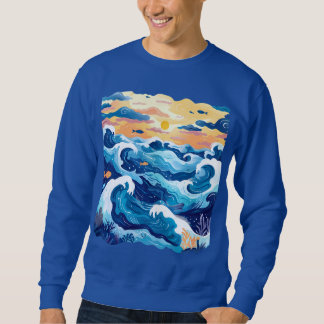 Sunset Ocean Waves T-Shirt – Artistic Sea and Sky 