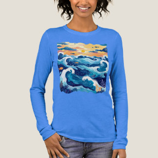 Sunset Ocean Waves T-Shirt – Artistic Sea and Sky 