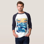 Sunset Ocean Waves T-Shirt – Artistic Sea and Sky  (Voorkant volledig)