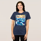 Sunset Ocean Waves T-Shirt – Artistic Sea and Sky  (Voorkant volledig)