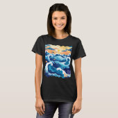Sunset Ocean Waves T-Shirt – Artistic Sea and Sky  (Voorkant volledig)