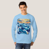 Sunset Ocean Waves T-Shirt – Artistic Sea and Sky (Voorkant volledig)