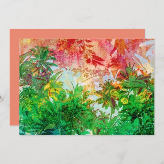 Sunset Oerwoud Tropical Palm Leaves Feestdagenkaart (Voorkant / Achterkant)