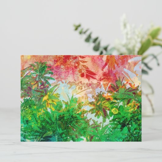 Sunset Oerwoud Tropical Palm Leaves Feestdagenkaart (Staand voorkant)