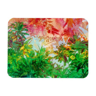 Sunset Oerwoud Tropical Palm Leaves Magneet