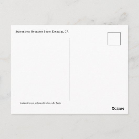 Sunset of Encinitas California Moonlight Beach Briefkaart (Achterkant)