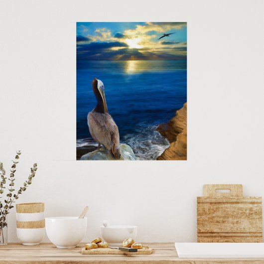 SUNSET OGEN VAN EEN PELIKAN POSTER (Keuken)