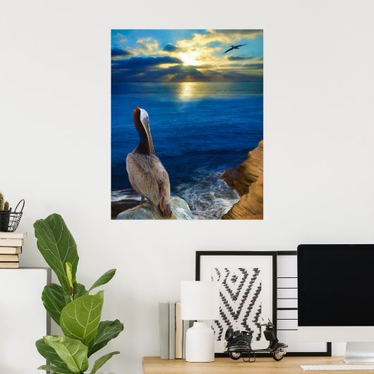 SUNSET OGEN VAN EEN PELIKAN POSTER (Thuiskantoor)