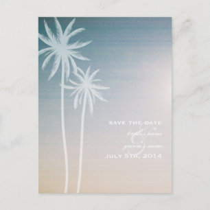 Sunset Ombré Beach Wedding Bewaar de datum Aankondigingskaart