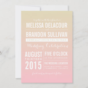 Sunset Ombre/Gradient Beach Wedding Invitations Kaart