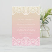 Sunset Ombre Lace Pattern Wedding Kaart (Staand voorkant)