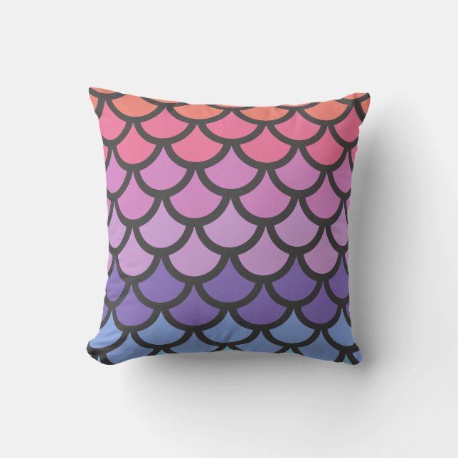 Sunset Ombre Mermaid Scales Kussen (Voorkant)