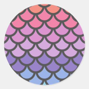 Sunset Ombre Mermaid Scales Ronde Sticker