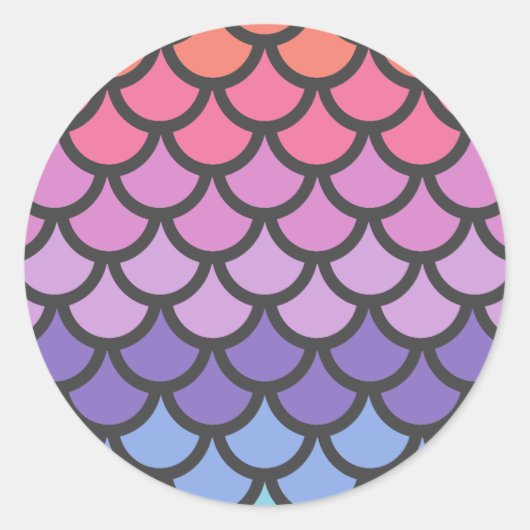 Sunset Ombre Mermaid Scales Ronde Sticker (Voorkant)