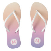 Sunset Ombre Paars Pink Peach Monogram Teenslippers (Voetbed)