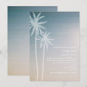 Sunset Ombré Palm Trees Beach Wedding Kaart (Voorkant / Achterkant)