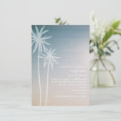 Sunset Ombré Palm Trees Beach Wedding Kaart (Staand voorkant)