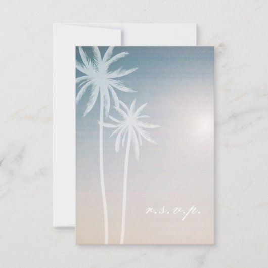 Sunset Ombré Palm Trees Beach Wedding RSVP (Voorkant)