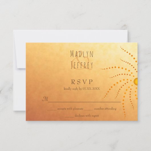 Sunset ombre sunny stippen mandala bruiloft RSVP kaartje (Voorkant)