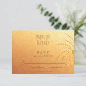 Sunset ombre sunny stippen mandala bruiloft RSVP kaartje (Staand voorkant)