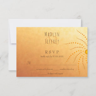 Sunset ombre sunny stippen mandala bruiloft RSVP kaartje