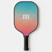 Sunset Ombre Turquoise to Pink Initiaal Pickleball Paddle (Voorkant)