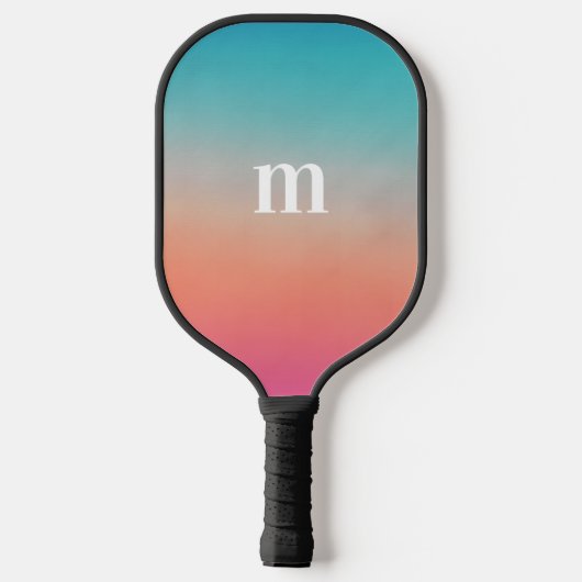 Sunset Ombre Turquoise to Pink Initiaal Pickleball Paddle (Achterkant)