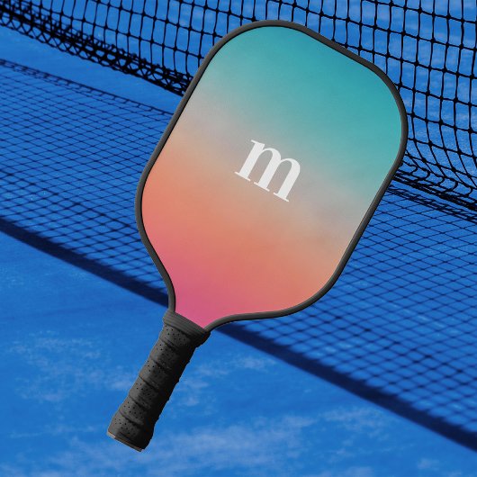 Sunset Ombre Turquoise to Pink Initiaal Pickleball Paddle