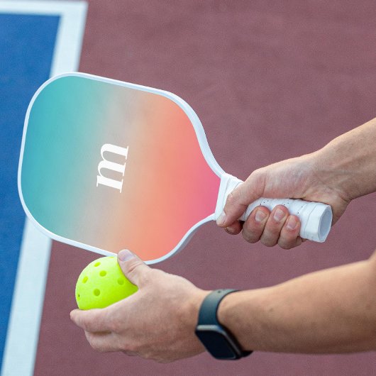 Sunset Ombre Turquoise to Pink Initiaal Pickleball Paddle