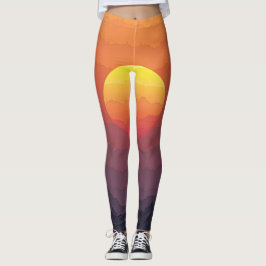 Sunset ombre vervaagt van sinaasappel naar paarse leggings