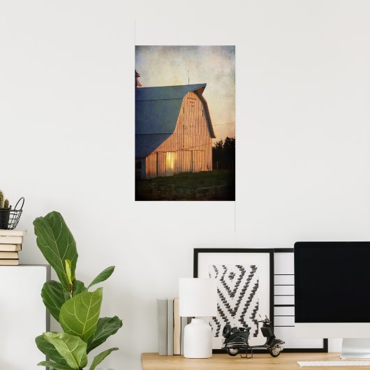 Sunset on a Barn Poster (Thuiskantoor)