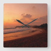 Sunset on a beach in Mexico Vierkante Klok (Voorkant)