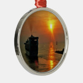 Sunset on a Cruise Ship Metalen Ornament (Rechts)