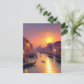 Sunset on a Venice Canal Digital Art Briefkaart (Staand voorkant)