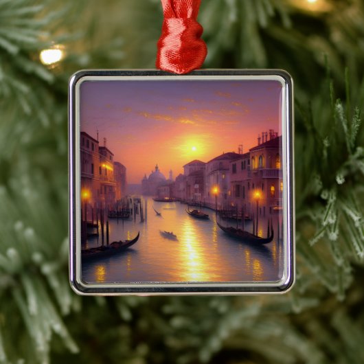Sunset on a Venice Canal Digital Art Metalen Ornament (Boom)