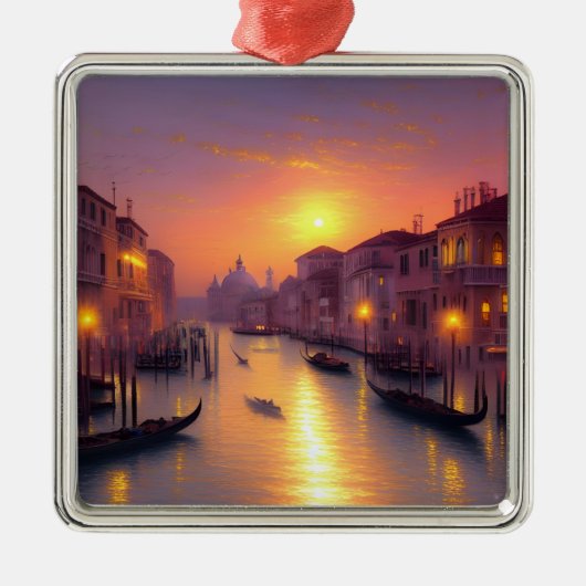 Sunset on a Venice Canal Digital Art Metalen Ornament (Voorkant)