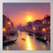 Sunset on a Venice Canal Digital Art Poster (Voorkant)