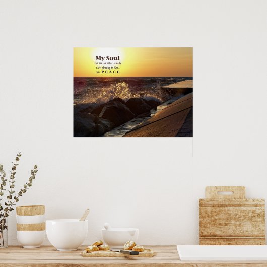 Sunset on Beach Rocks Quote Poster (Keuken)