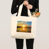 Sunset on berg Lake Arrowiad Grote Tote Bag (Voorkant (product))