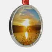 Sunset on berg Lake Arrowiad Metalen Ornament (Rechts)