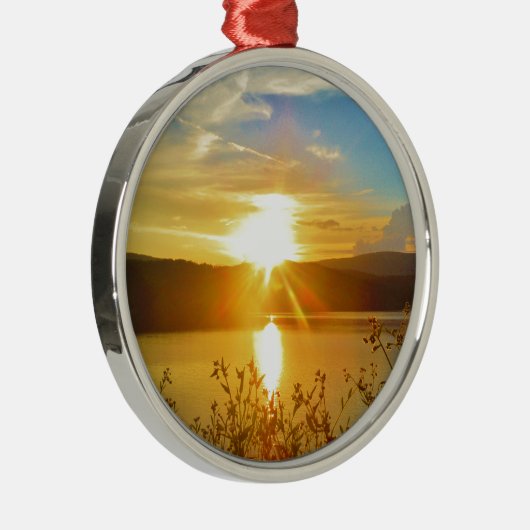 Sunset on berg Lake Arrowiad Metalen Ornament (Rechts)